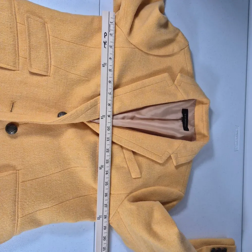 Talbots Yellow Wool Blend 2 Button Lined Blazer Jacket Pleated Tail Pockets M 8